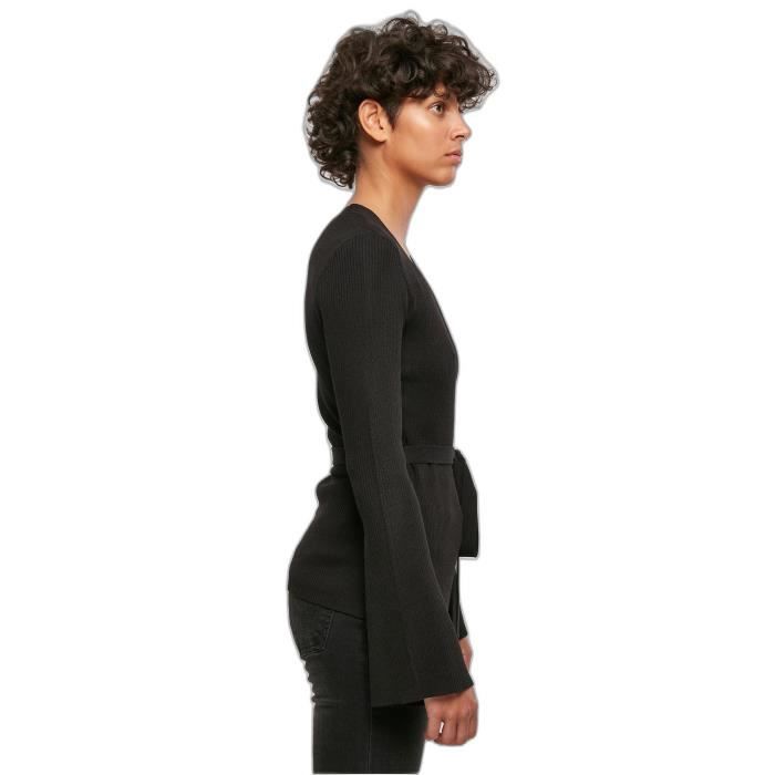 Cardigan - URBAN CLASSICS - Noir - XL - Maille - Ceinture - Bouton Intérieur