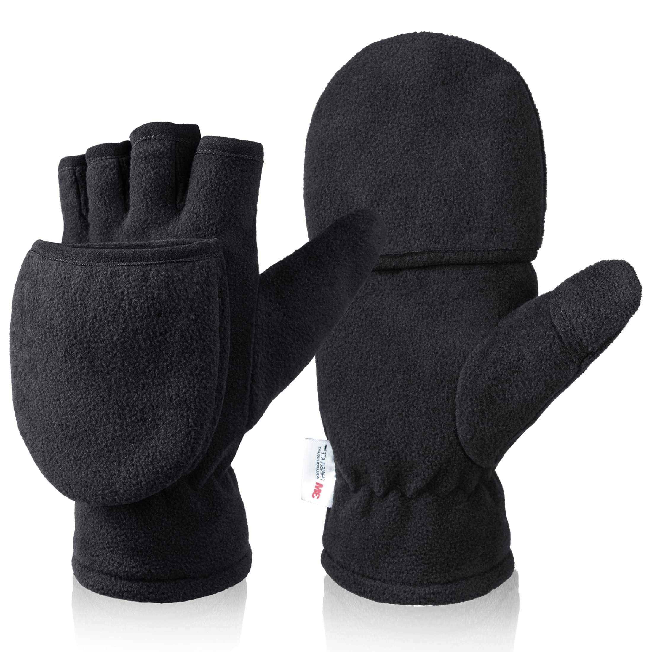 

[OZERO] Gloves, Cold Protection, Men s Mittens, Fingerless, 2WAY, Compatible with Smartphones, Running, Cycling, Camping, Photography, Mountain
