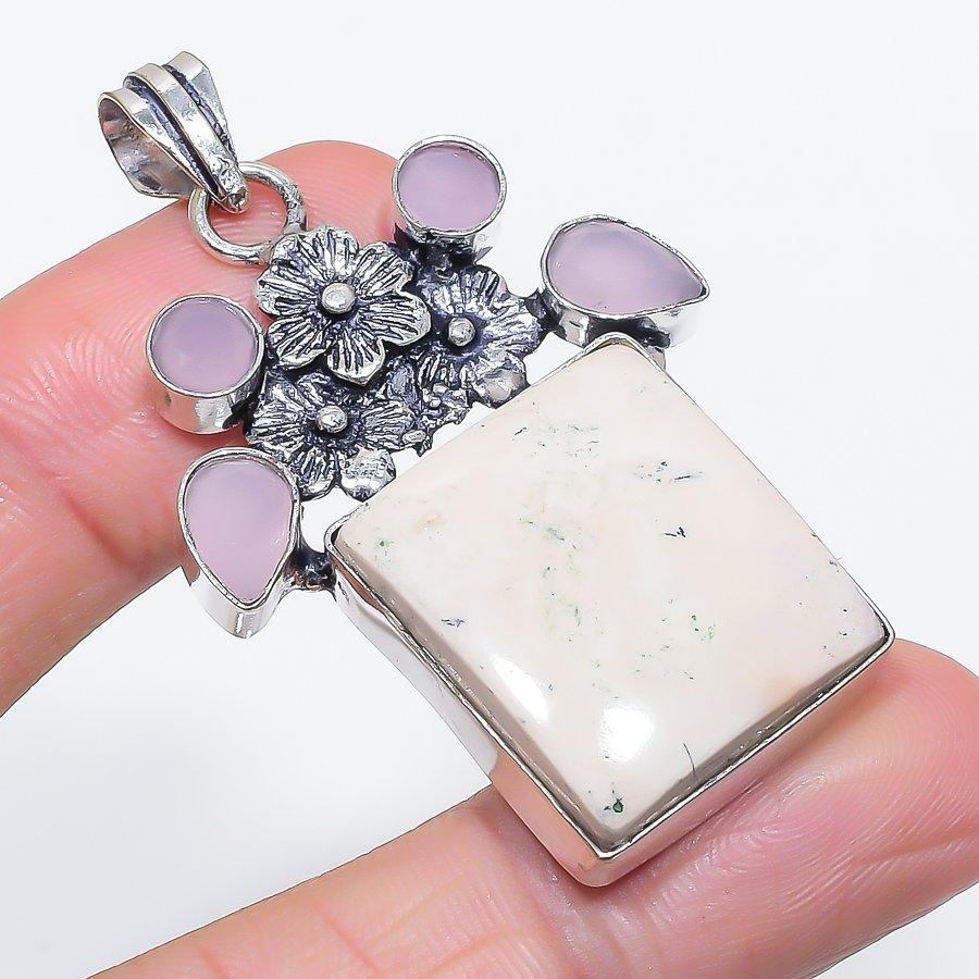 

Натуральный малиганский яшма, халцедон, кулон из стерлингового серебра 925 пробы 2,17 s7j09