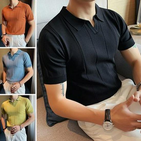 Men's Ice Silk Mesh Polo Shirt - Short-Sleeved, Lightweight, Summer Top with Shirt Collar