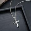 Kreuz Halskette Herren Europäischer und Amerikanischer Schmuck Anhänger Halskette Einfach Retro Vielseitig Herren Accessoires Pullover Kette