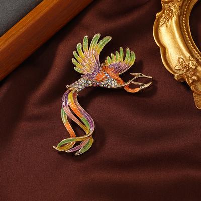 Creative National Style Phoenix Brooch Women'S Fashion Imitation Enamel, A Pair Of Birds, A Pair Of Clothing Accessories