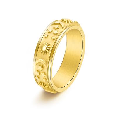 6mm Wide Star Moon Sun Rotatable Ring for Ladies To Relieve Stress, Ring Accessory 2025