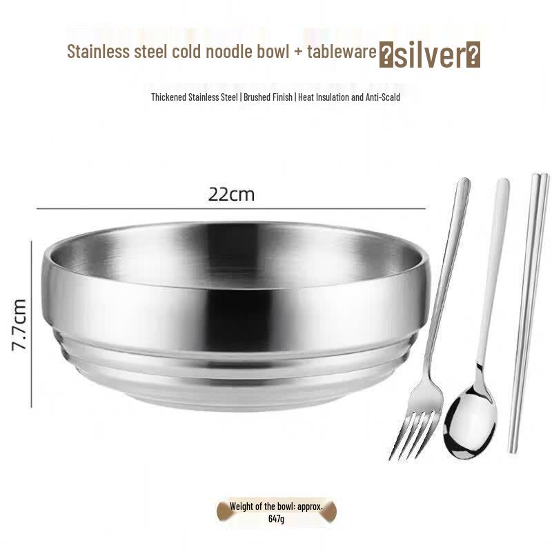 Korean Style Gold Stainless Steel Noodle & Soup Bowl
