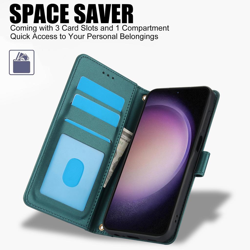 For Samsung Galaxy S26+ Case PU Leather Stand View Phone Wallet Cover with Hand Strap