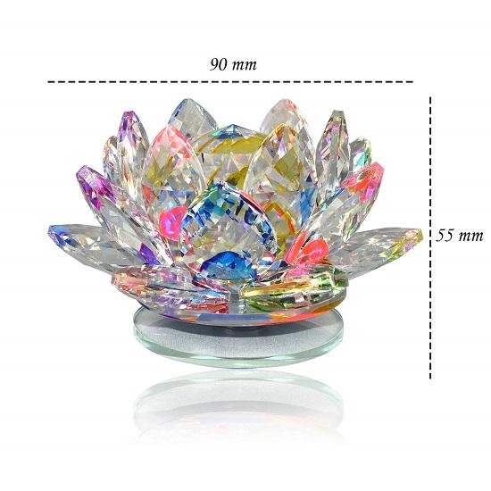 Vastu Feng Shui Transparent Adventure Crystal Lotus For Positive Energy Gift Item And Good Luck  Brings Prosperity, Success, 9 Cm
