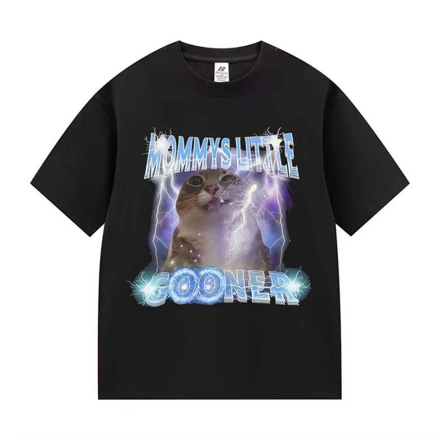 

Mommy s Little Gooner Funny Cat Meme Graphic T-shirt Men Women Fashion Harajuku Cotton T Shirt Retro Oversized Short Sleeve Tees S чёрный