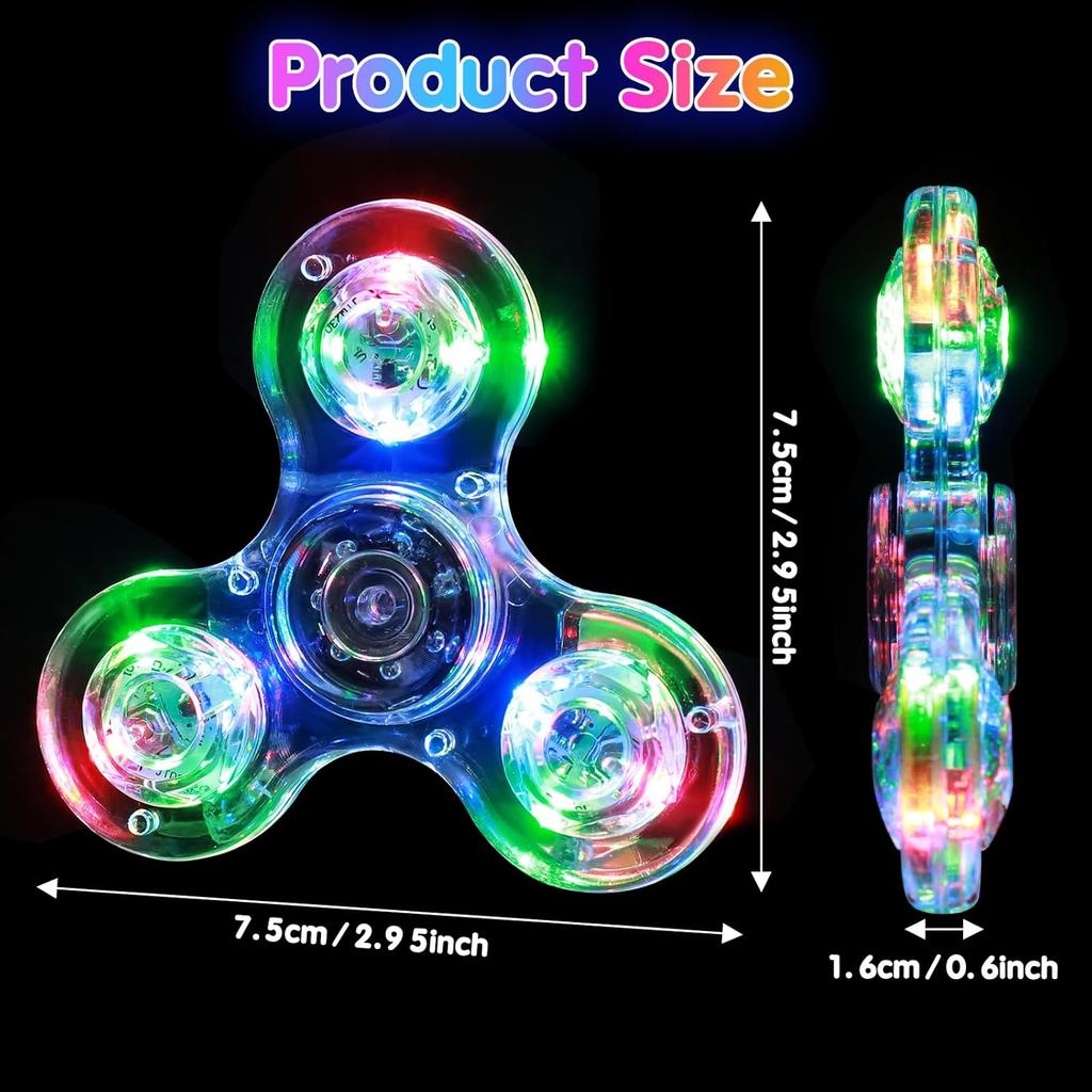 Gigilli Fidget Spinner Zestaw 2 szt., Upominki na przyjęcie LED Light Fidget Spinner Zabawka dla dzieci, Redukcja stresu, Zabawka sensoryczna przeciwlękowa, Ciemnoniebieski i Zielony