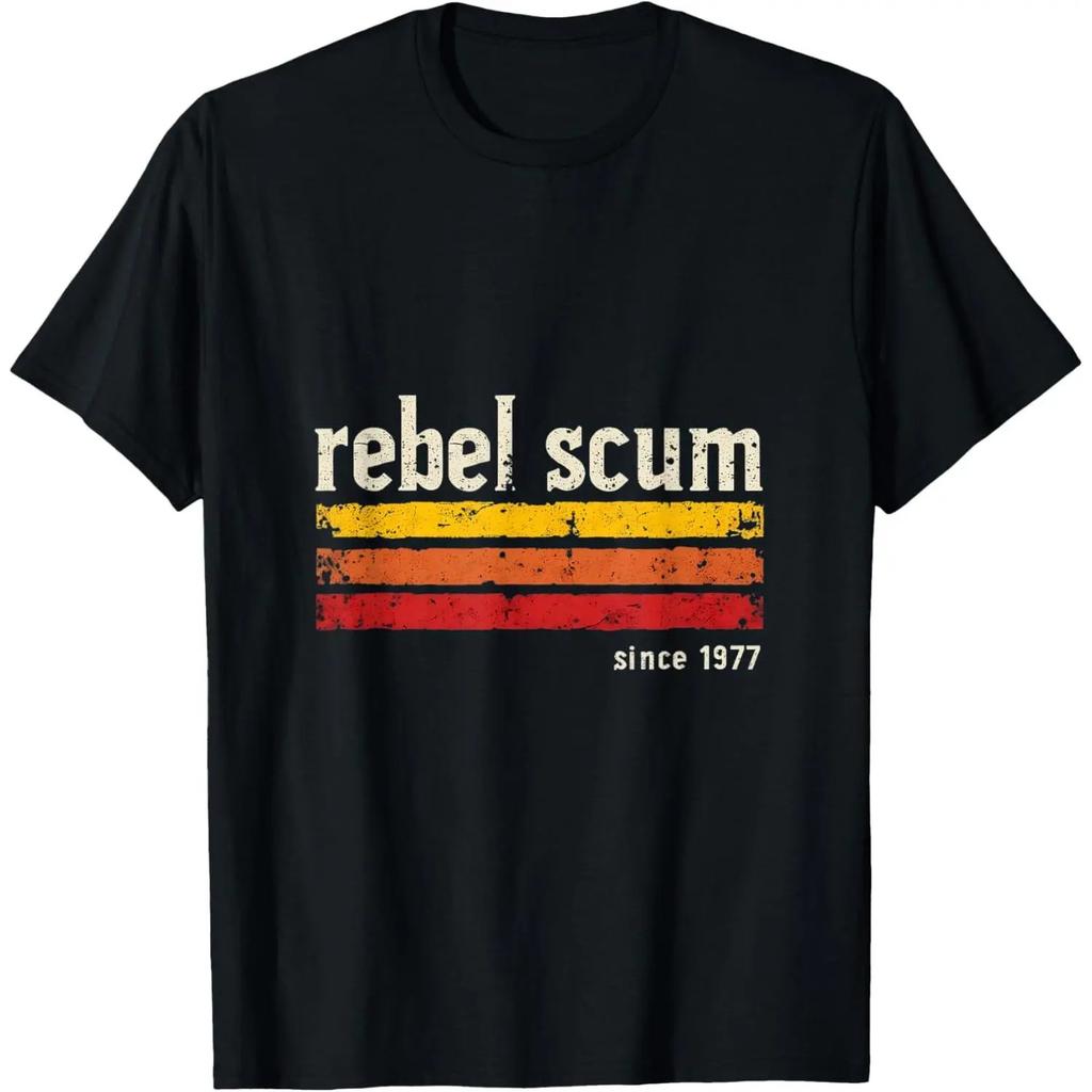 T-shirt da uomo in cotone grafica retrò Rebel Scum 1977