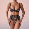 Lace Sexy Lingerie Set Attractive Chest Suspenders Ensemble Lingeries Femmes Delicate Sexy Embroidered See Through Underwear