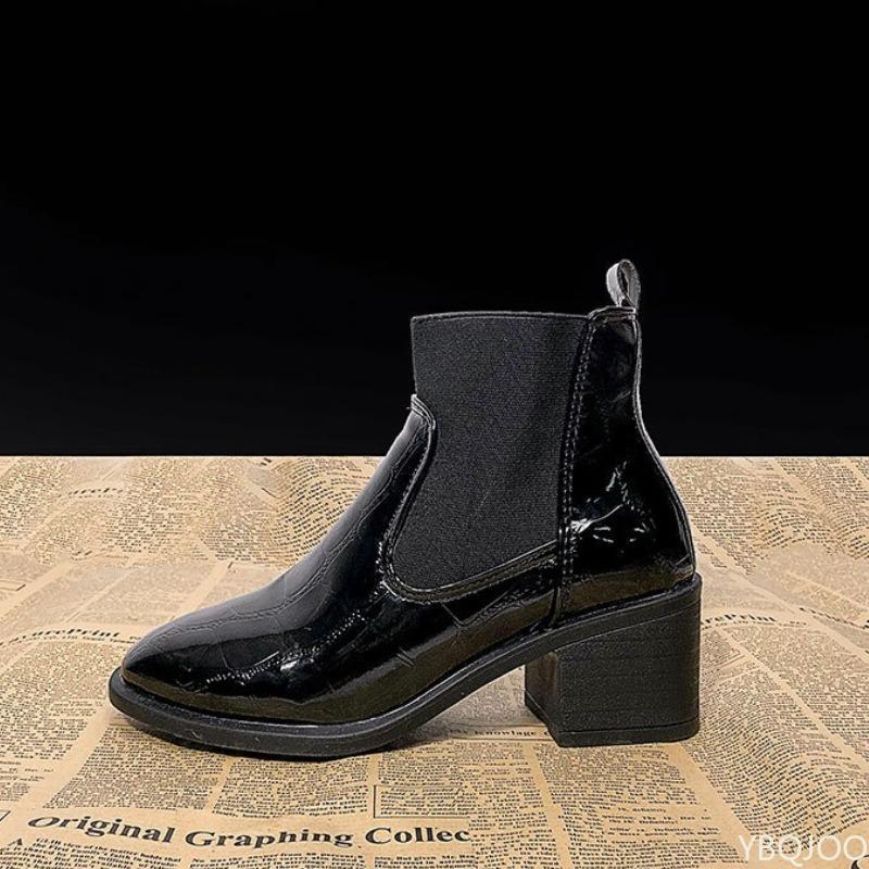 Fashion Autumn Winter New Collection Women Round Toe Low Heel Boots Black Simple comfortable versatile Ankle Boots Non-slip Shoes