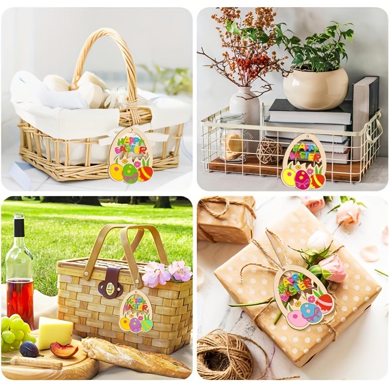 50Pcs Wooden Easter Egg Hanging Ornaments, Paintable DIY Wood Slices, Ideal for Easter Party Decor, Gift Tags & Holiday Crafts