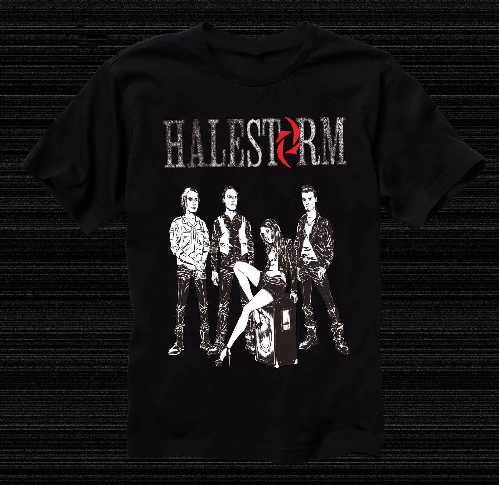 Halestorm American Hard Rock band Cotton Black Full Size Unisex Shirt AG246 S