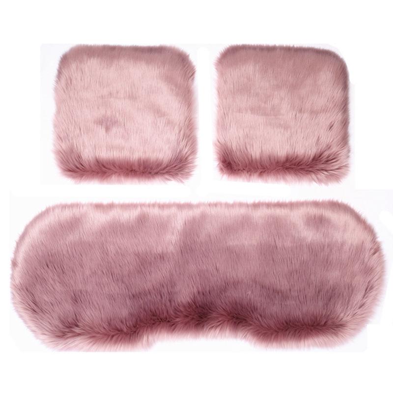 Winter Plush Imitation Wool Car Seat Cushion Set: Non-Slip, Thickened, No Backrest, 3-Piece.