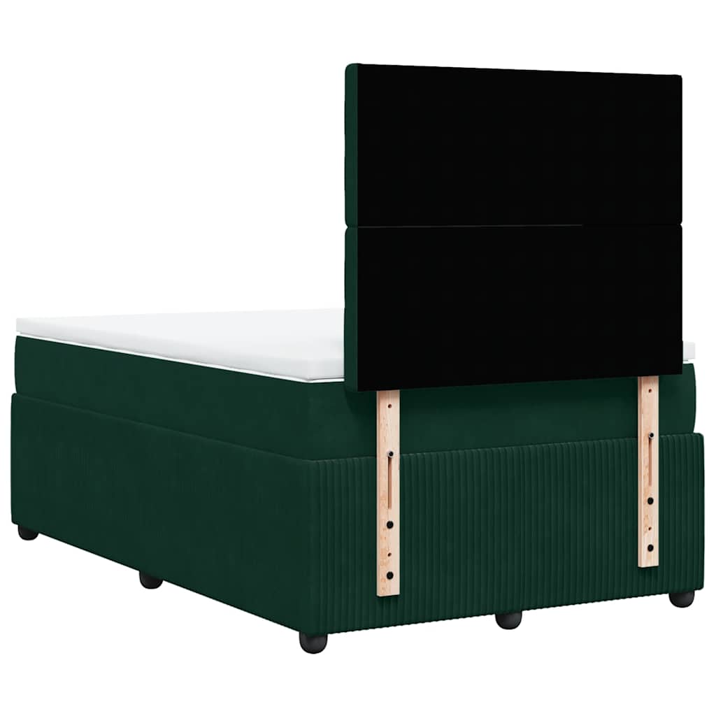Box Spring Bed with Mattress Dark Green 120 x 200 cm Velvet