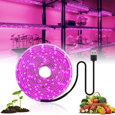 LED páska pro pěstování rostlin 5V USB LED 1-5m Full Spectrum Voděodolná LED čipová pro skleníkové květiny, sazenice, pěstební stan, hydroponické...