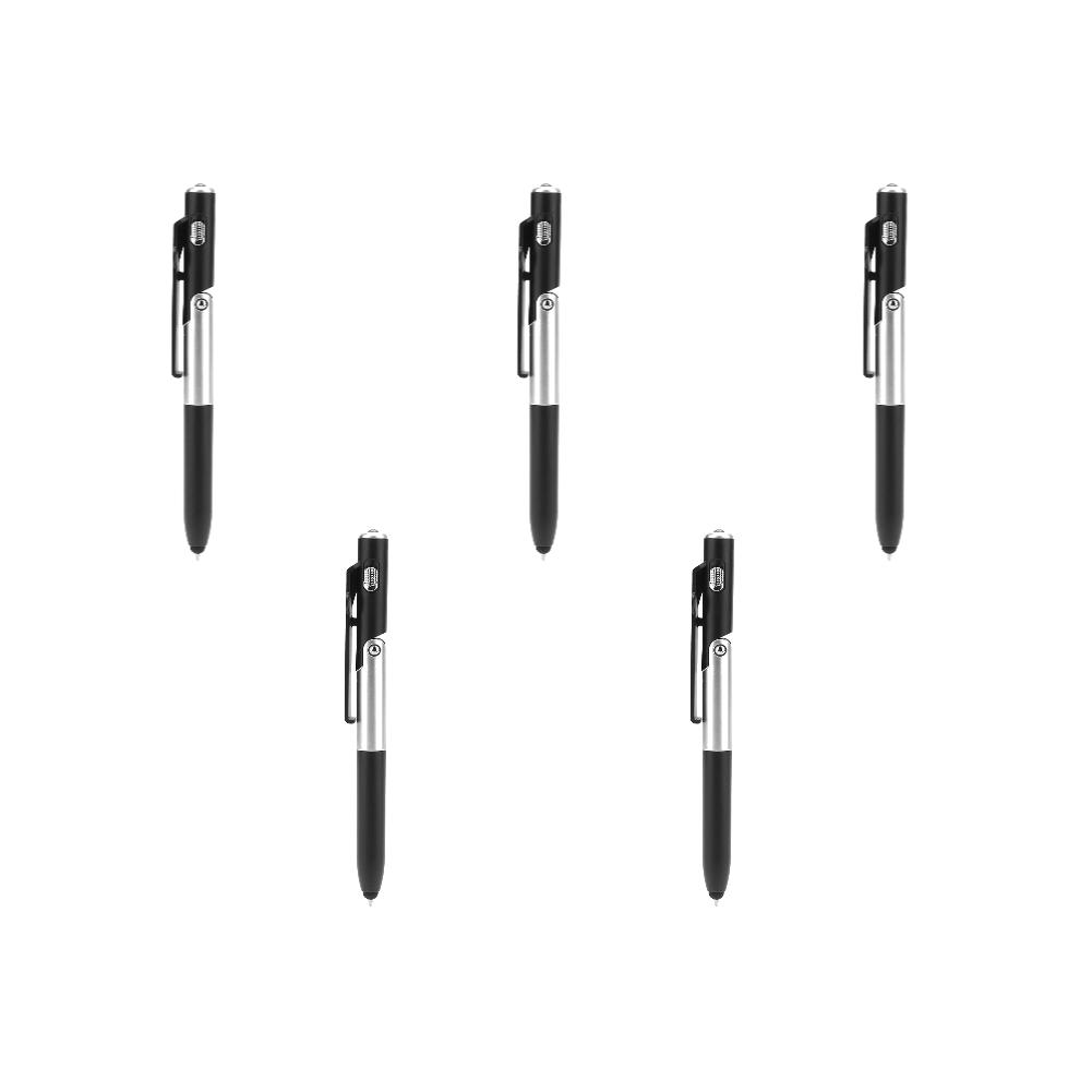 5 Stück 4 IN 1 Multifunktions-Touchpen Kugelschreiber mit LED-Licht Faltständer für Handyhalterung Nachtlesen Schreibwaren Bleistift