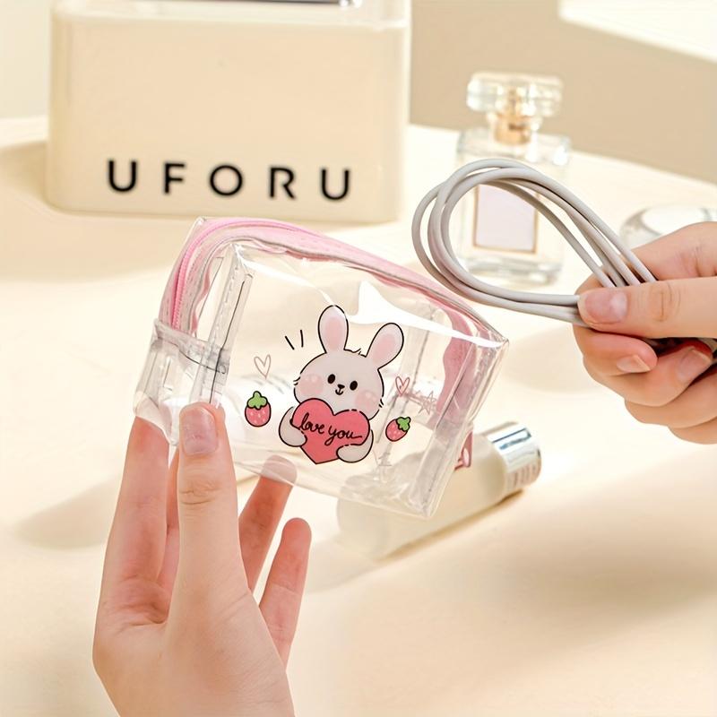 Transparent PVC Mini Portable Storage Bag Multifunctional Cute Animal Print Purse For Travel
