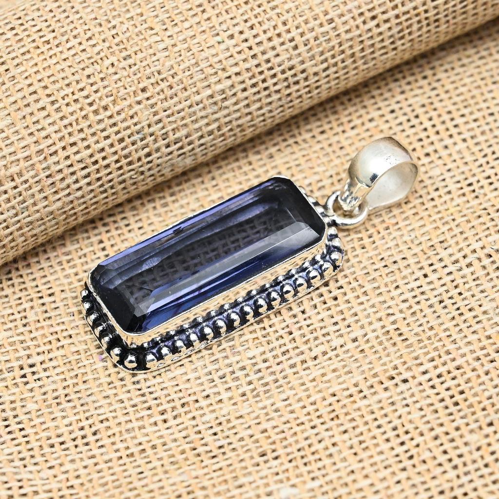 Ravishing Iolite Gemstone Handmade 925 Sterling Silver Jewelry Pendant For Wedding Gift