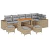 Canapé de jardin en poly rattan beige de 10 pièces avec coussins, Ensemble de salle à manger de jardin de 4 pièces avec 3362032