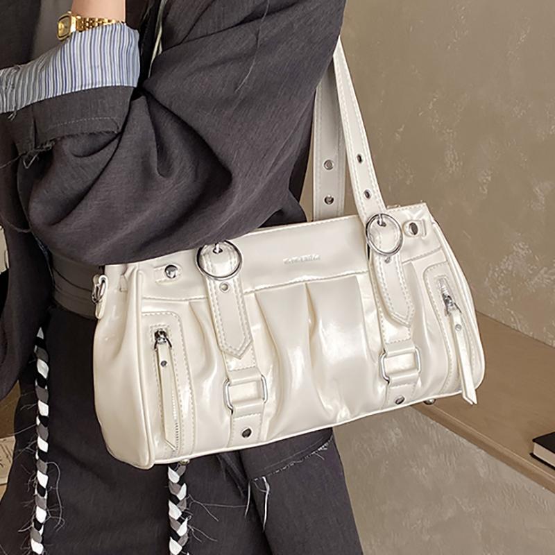 2026 New Street Style Y2K Motorcycle Bag Sweet Cool Shoulder Bag Large Capacity PU Leather Commuter Satchel Casual Handbag