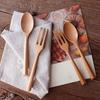 Drewniana łyżka Praktyczna Retro Fine Craftmanship Japoński styl Antypoślizgowy widelec Sztućce Akcesoria kuchenne