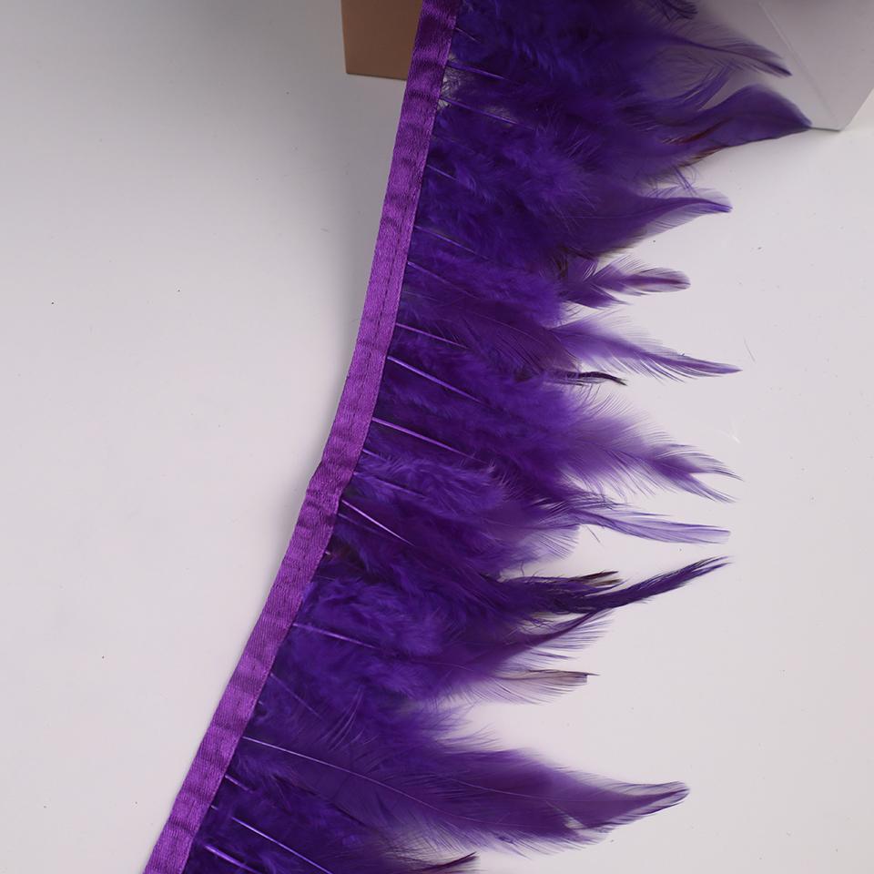 10Meters Hackle Feather Trim Rooster Neck Feather Ribbon Pheasant Feathers Fringe for Crafts Accessories Sewing Decoration