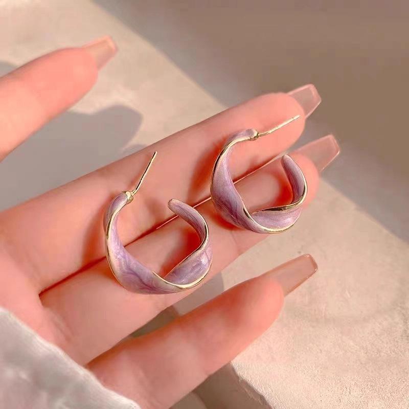 Purple Geometric Ear Cuff - High-End 2025 Design with Unique Coil Style