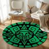 Eclectic Round Moon Multicolor Area Rug, Non-Slip Floor Mat for Kitchen
