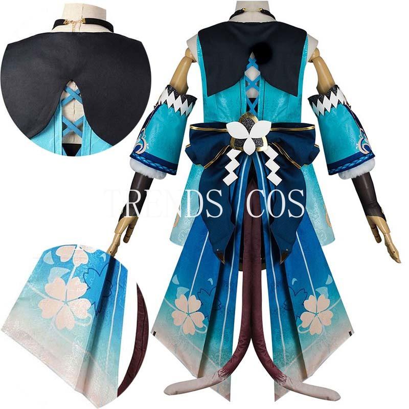 Kirara Cosplay Costume Cat Tail Inazuma Dress Kostüm Halloween Karneval Outfits Comic Con(euro Size)