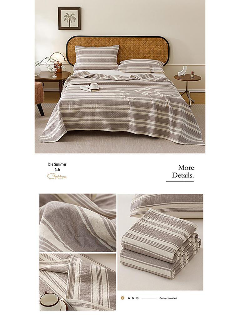 Striped Cotton Yarn-Dyed Three-Layer Gauze Quilt – Summer Cooling Blanket