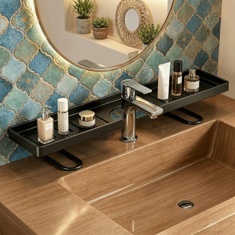 Minimalist Bathroom Storage Rack Waterproof Rustproof Faucet Storage Shelf Large Capacity Space Saving Cosmetic Storage Box