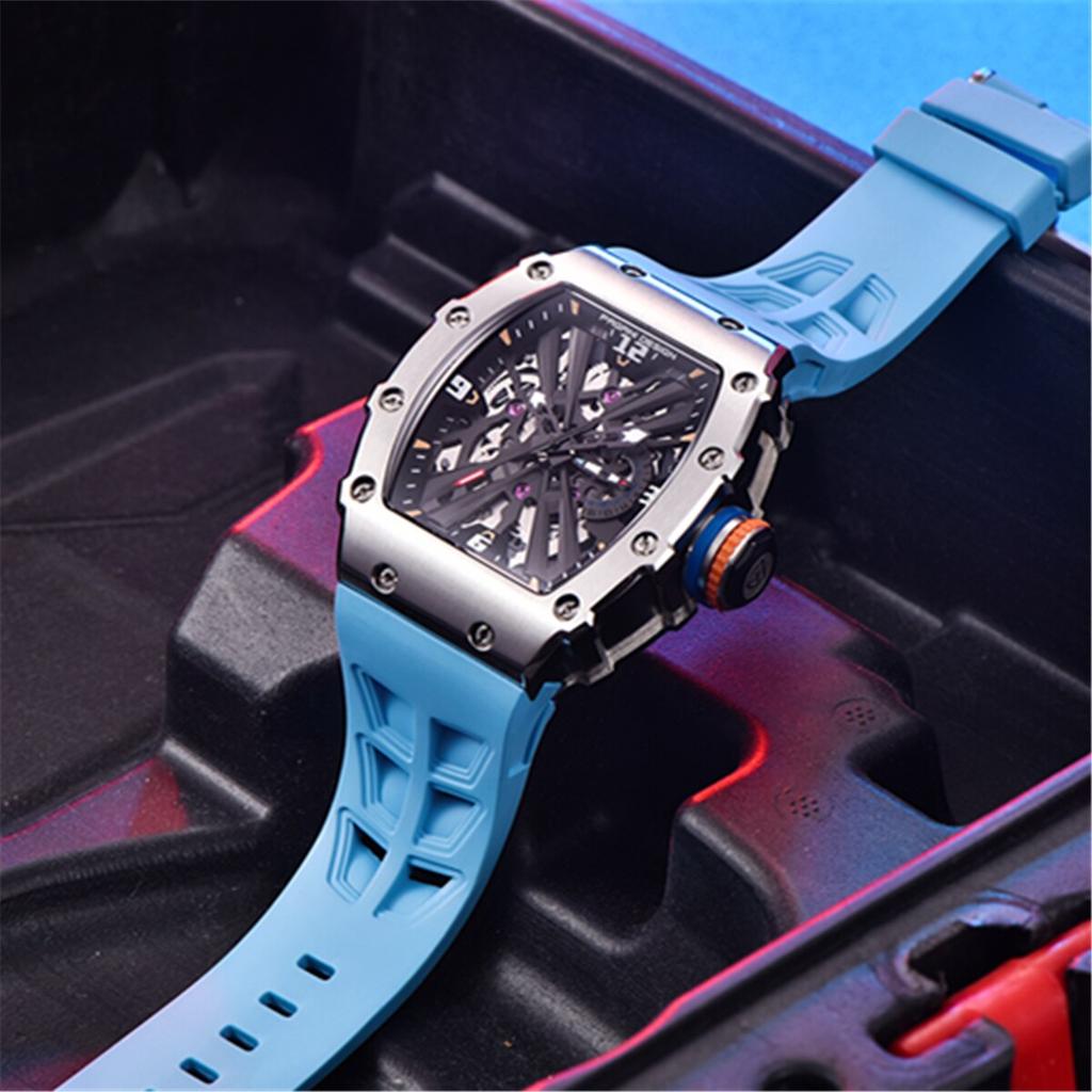 New PAGANI DESIGN Men's Quartz Watches VH65 Skeleton Dial 100M Waterproof Sport Rectangle Sapphire Glass Watch for Men