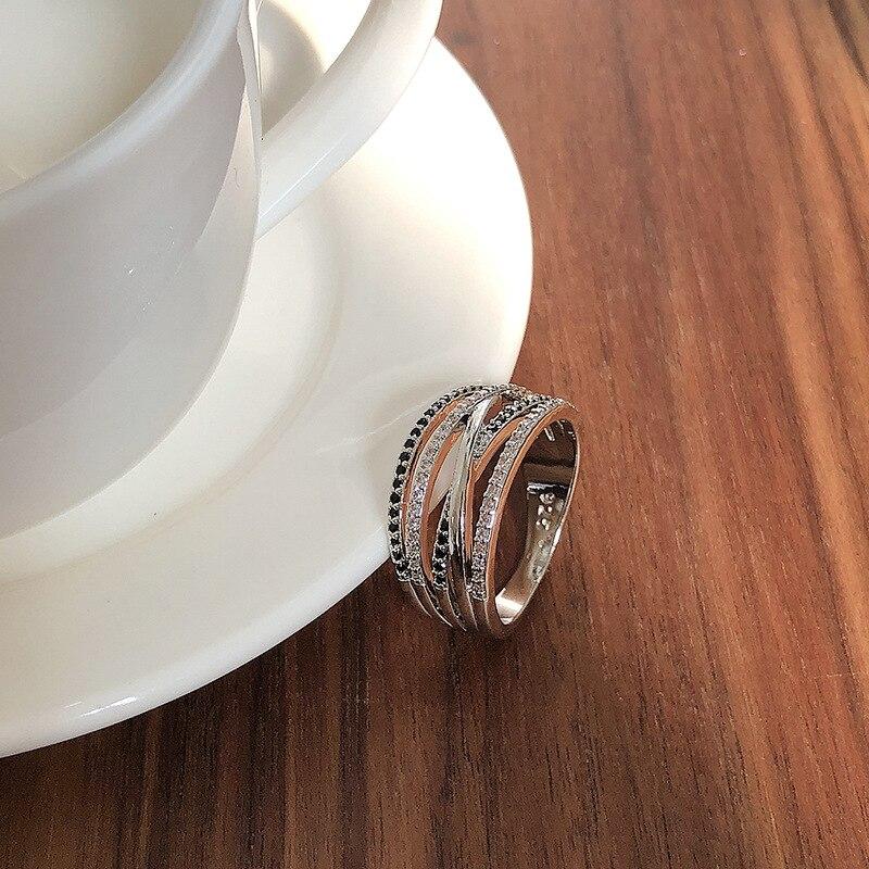 925 Sterling Silver Simple Splicing Rings New Fashion Sparkling Zircon Fine Jewelry Elegant Wedding Party Accessories For Women