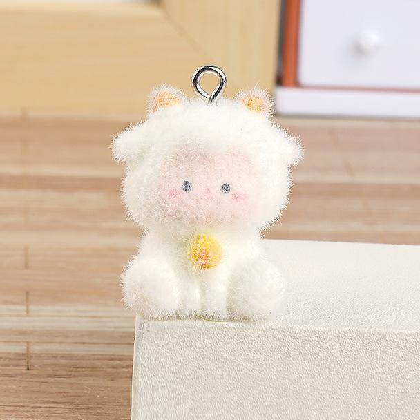 Flocked Zodiac Animal Pals Creative DIY Decoration for Bags Keychains Home Decor Cute Plush Charm Ornament Gift