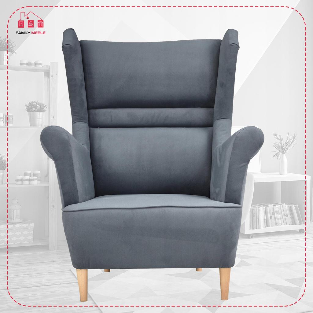 Zoja Wing Chair with Footrest Scandinavian Family Meble Gray Graphite