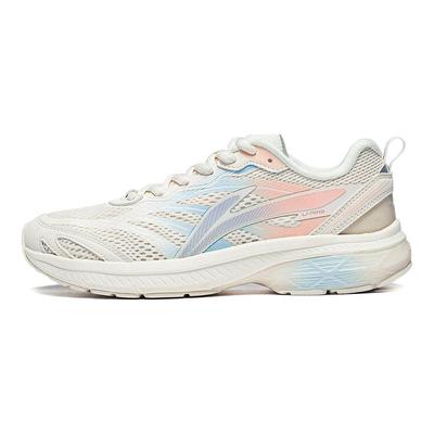 Li Ning Fuyiao Stoff Synthetikleder Stoßdämpfend Rutschfest Atmungsaktiv Low-Top Laufschuhe Damen Sneaker Hellblau Pink ARXT014-8