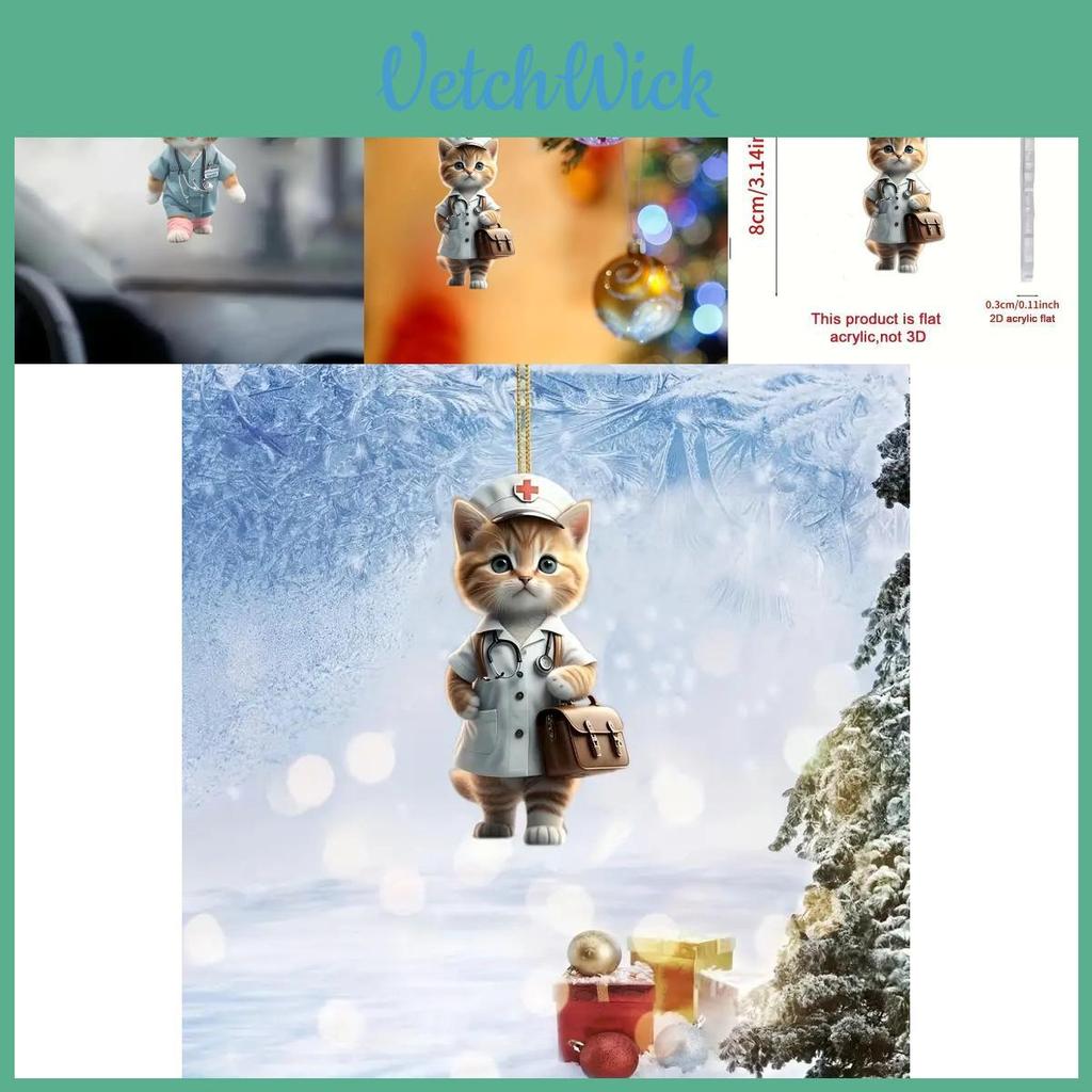 Creative Acrylic Cat Decoration For Car Rearview Mirror Unique Keychain Pendant For Personalized Interior Decor