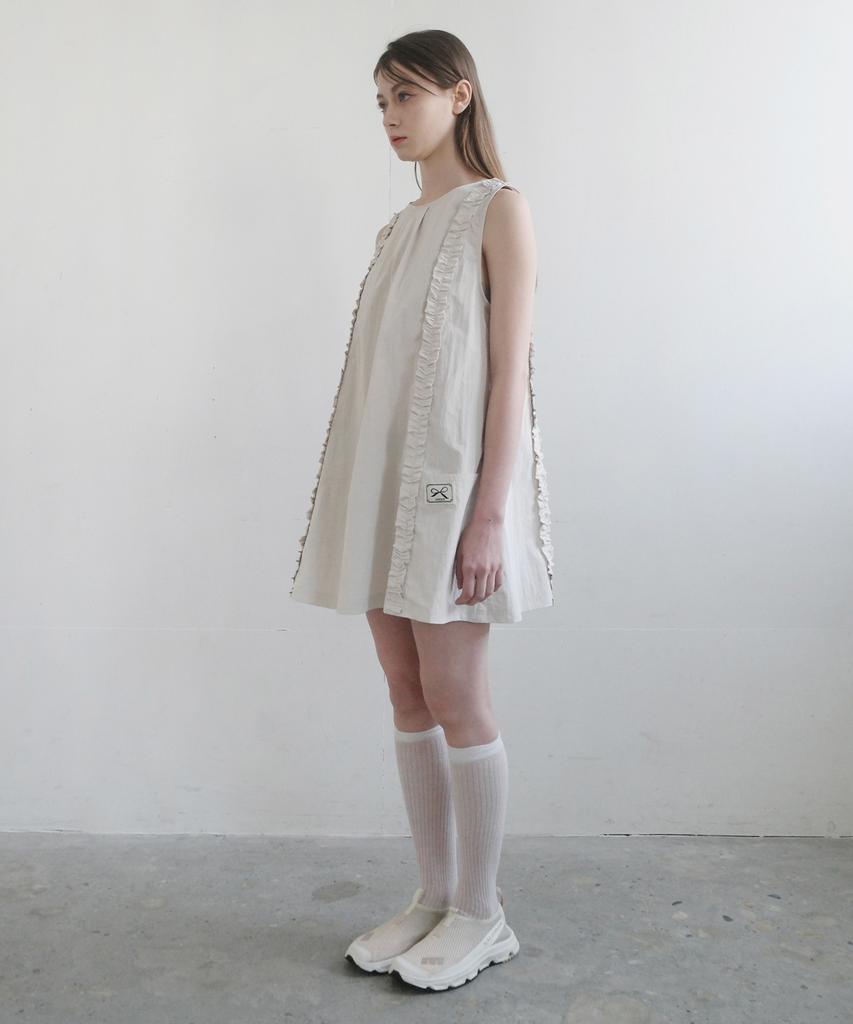 UBEIGE Ruffle Mini Dress (Cream)