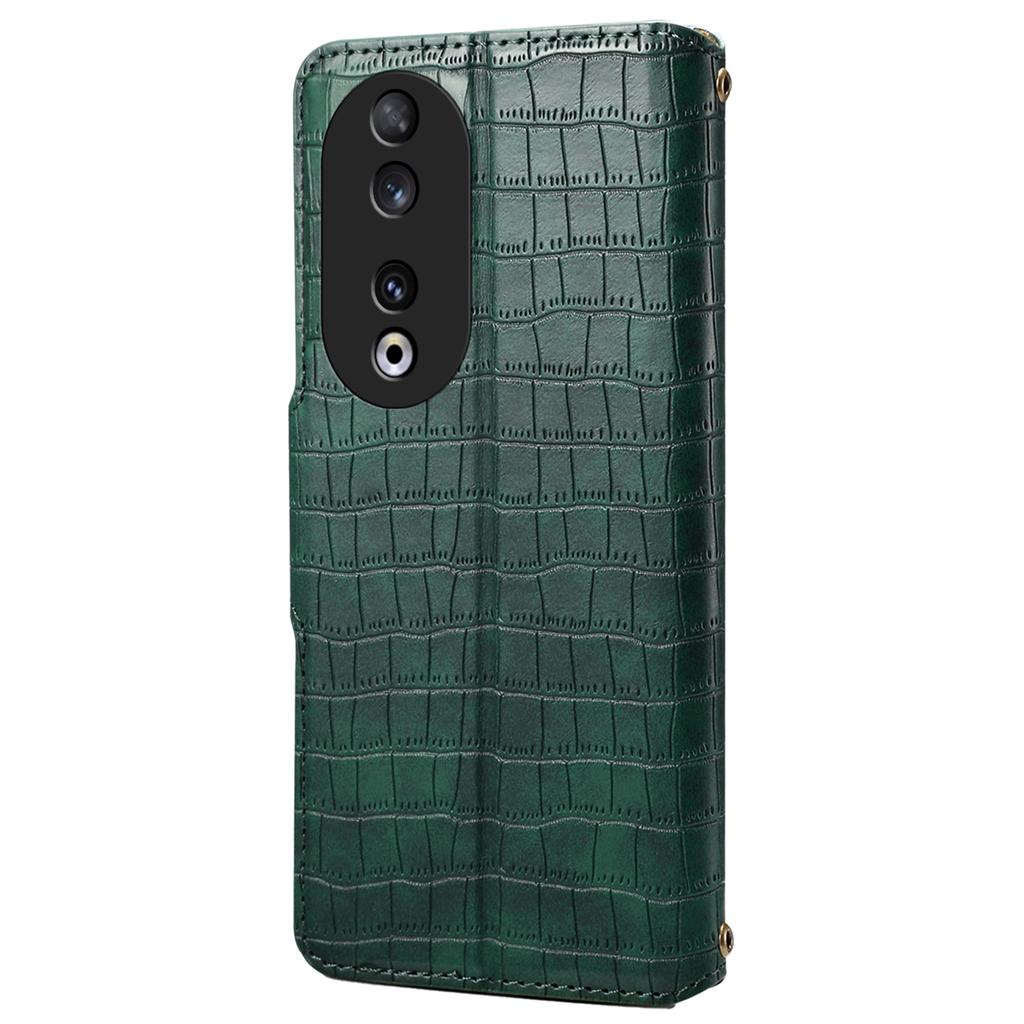 Wallet Phone Cover for Honor 90 Leather Case with Folding Stand Crocodile Texture