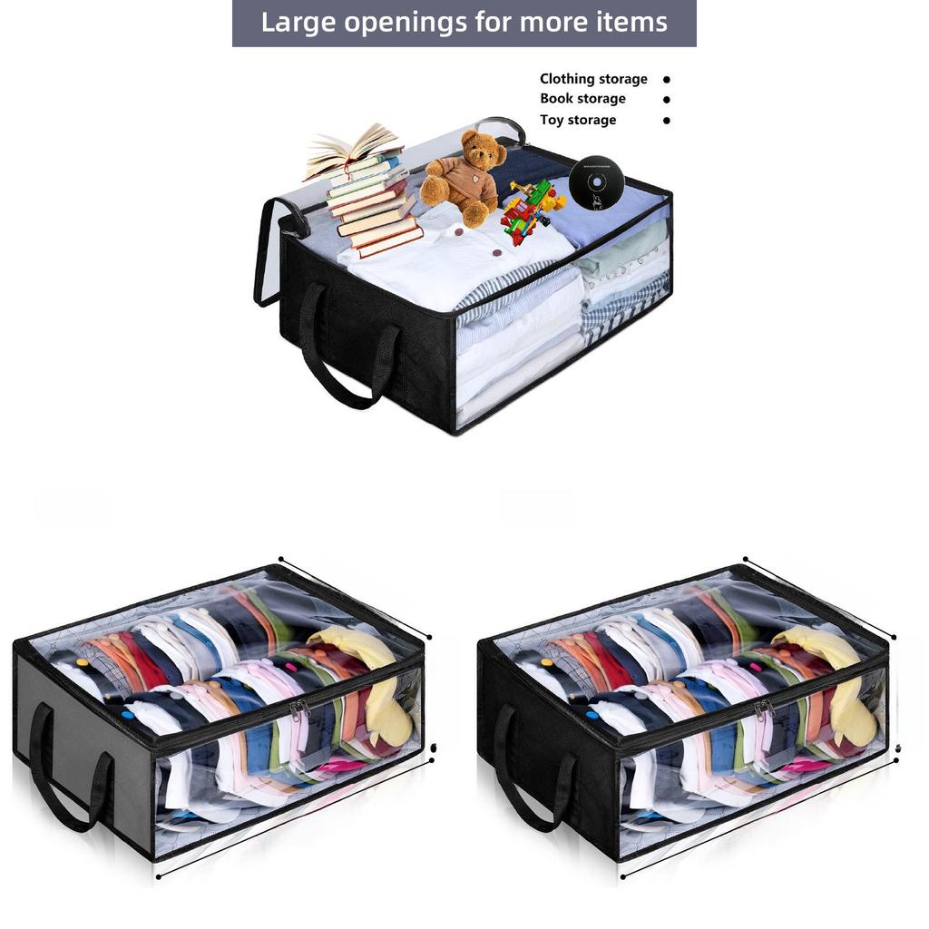 Clothing Storage Box With Clear Lid And Foldable Design For Bedroom And Closet Organization