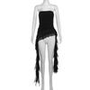 2024 European & American Style Women's One-Shoulder Slim Fit Sleeveless Pleated Top - Solid Color