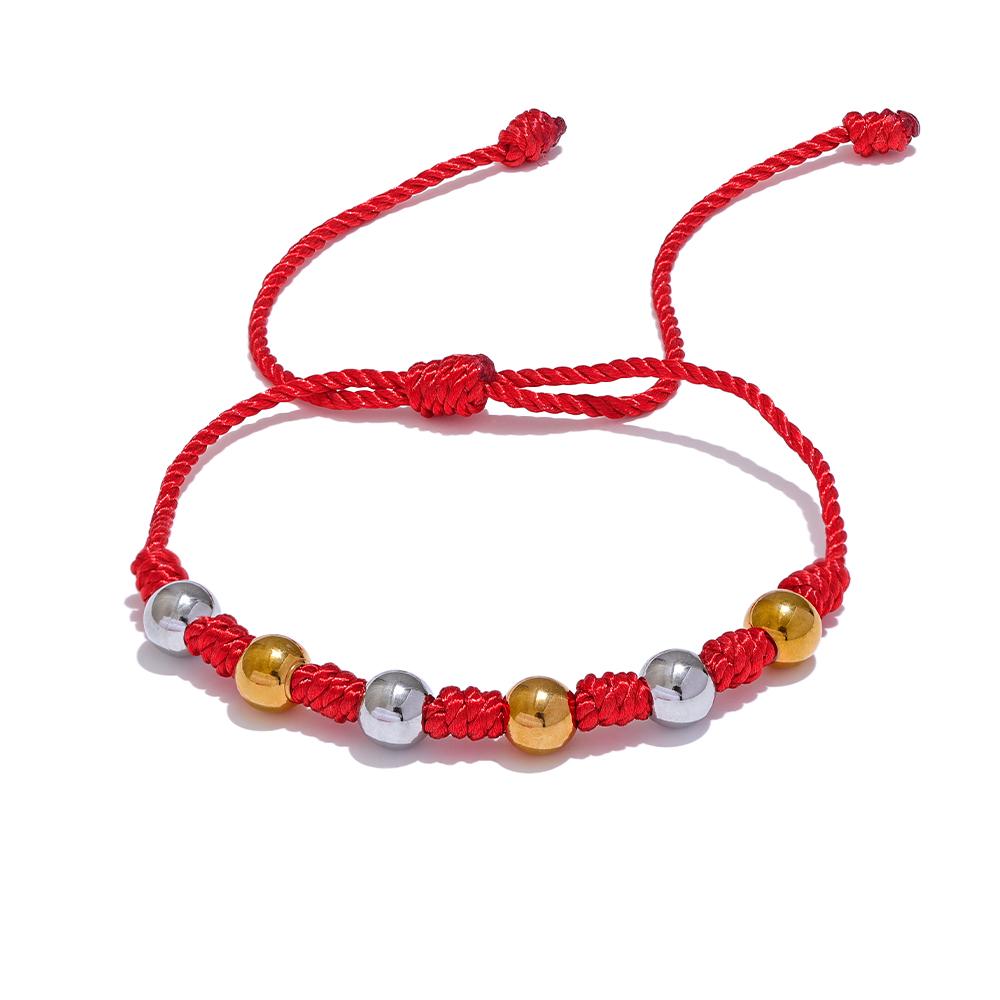 Eetit Unisex 7 Knots Lucky Handmade Woven Jewelry Gift Fashion Stainless Steel Beads Red Rope Braided Fate Wish Bracelet Bangle