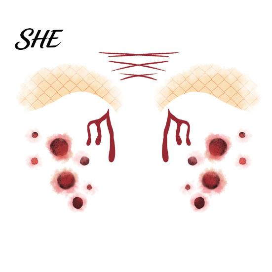 Funny Face Tattoos Halloween Tattoo Stickers, Waterproof Scary Makeup Decals for Party, Water Transfer Paper Body Art Temporary Wound Scar Kids Adults