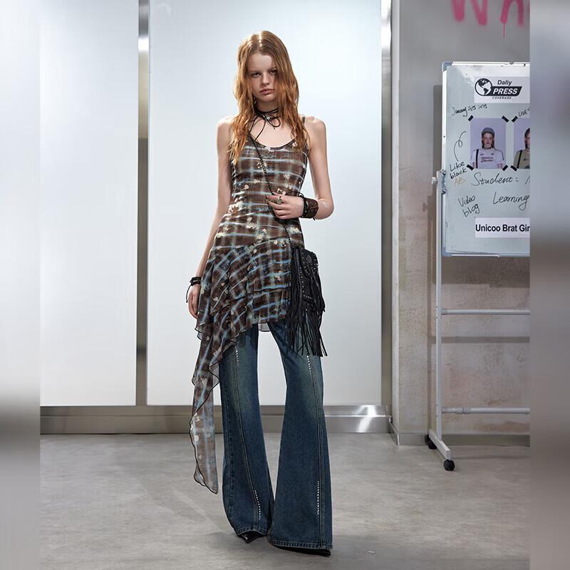 UNIFREE Punk Style Irregular A-Line Suspender Dress XL