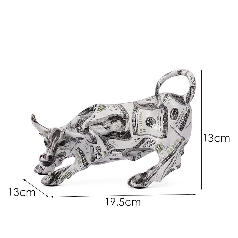 

Creative Design Water Transfer Print Colorful Wall Street Cow Ornaments Crafts Resin Home Use Living Room Entrance Desk Decoration