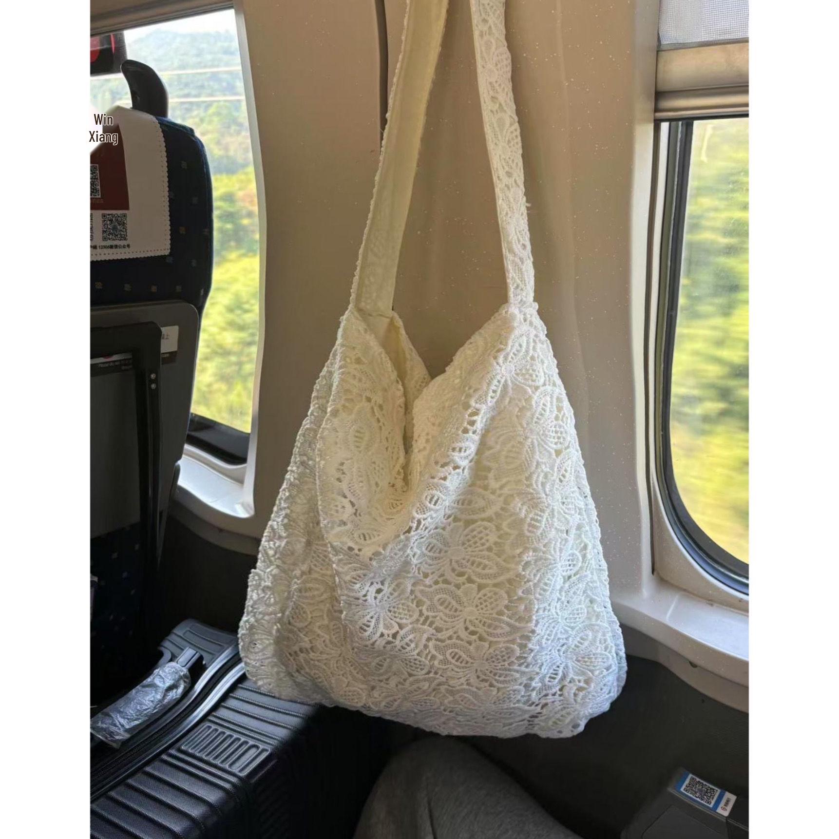 

Summer Pastoral Lace Tote Bag - Large Capacity, Gentle Fairy Style Bag + Strap