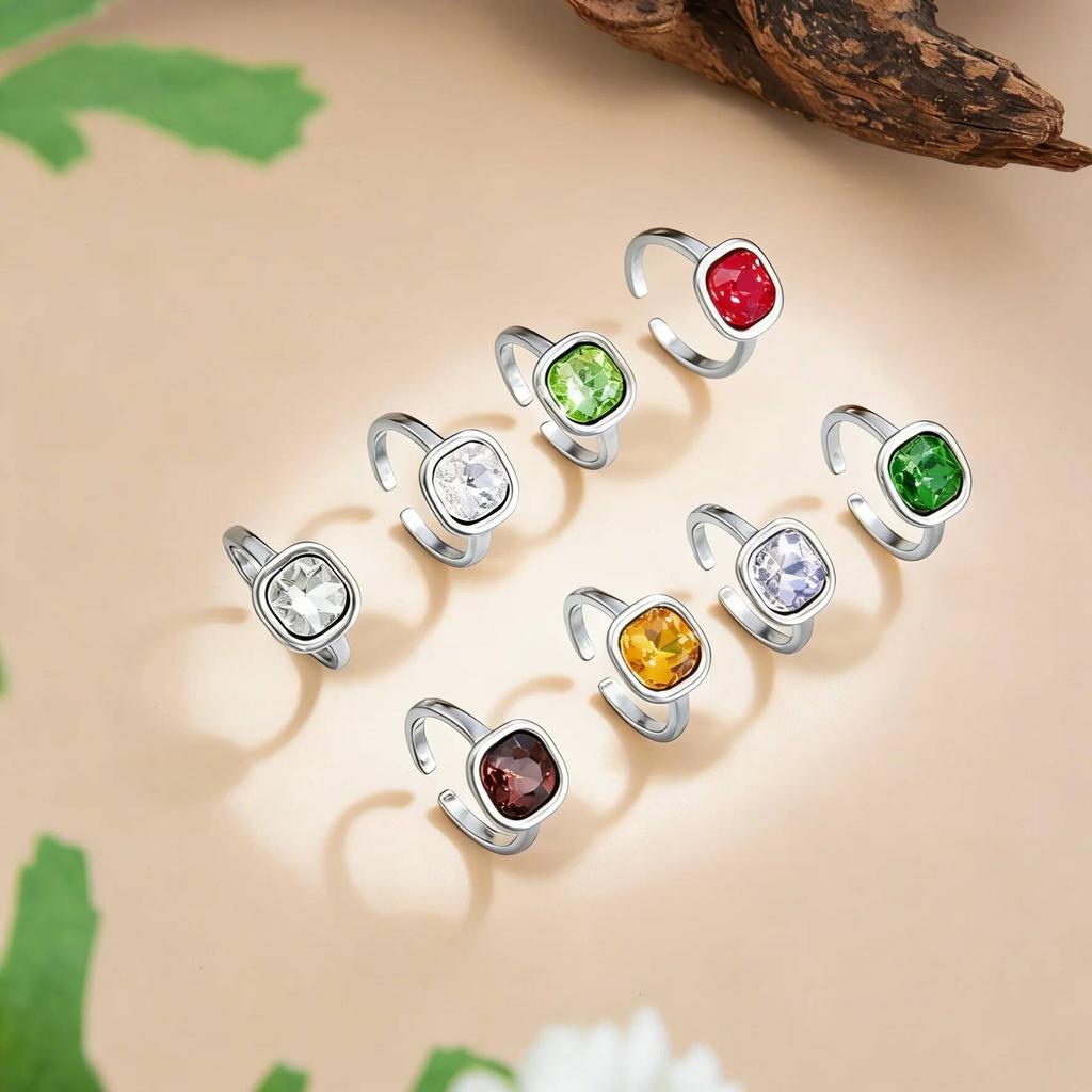IngeSight.Z Y2K Bohemia 8 Pcs Creative Colorful Acrylic Rhinestone Open Rings Sets Women Fashion Couple Jewelry Accessories New