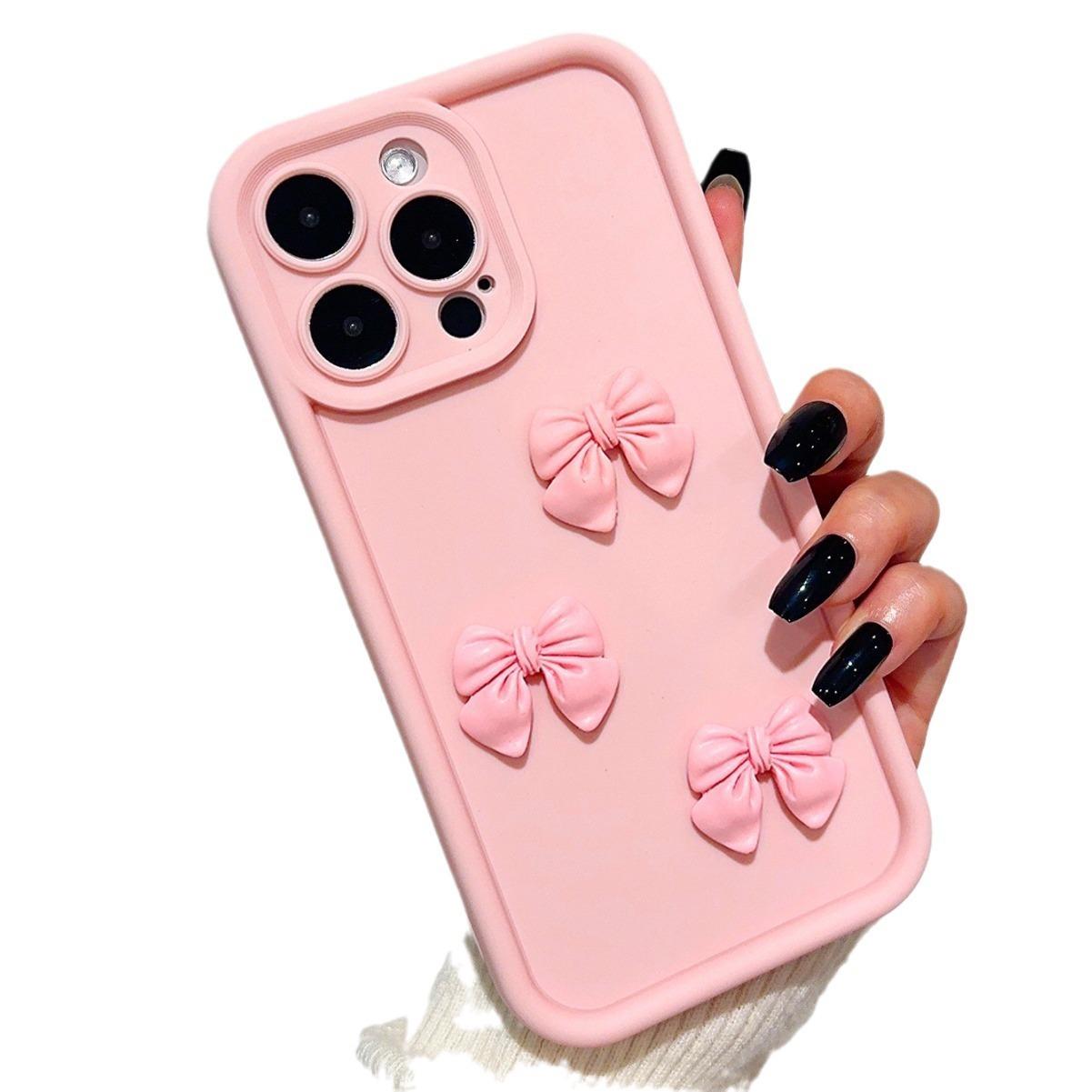 

For iPhone 15 Pro Max TPU Case Cute 3D Bowknot Design Creative Protective Phone Cover Type A