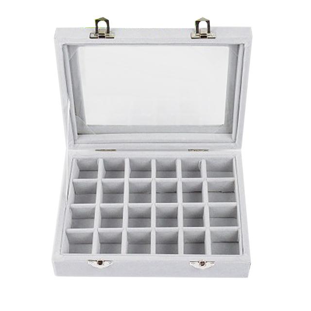 

Подставка для ювелирных изделий Classic 24 Grids Velvet Ear Stud Earrings Ring Display Tray Контейнер для хранения Органайзер для ювелирных изделий серый